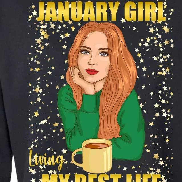 January Girl Living My Best Life Cropped Pullover Crew