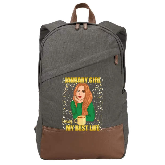 January Girl Living My Best Life Cotton Canvas Backpack