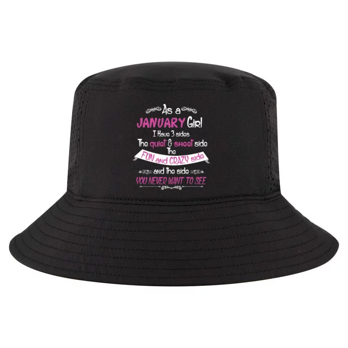 January Girl Sweet But Crazy Funny Birthday Cool Comfort Performance Bucket Hat