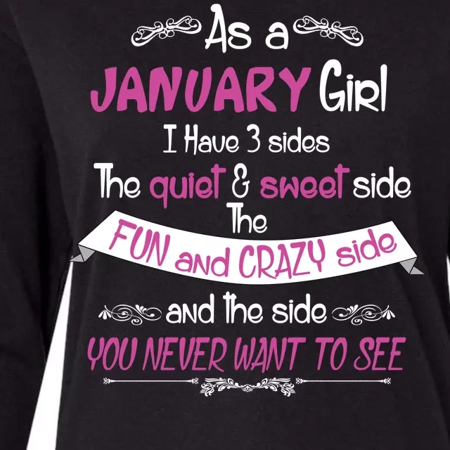 January Girl Sweet But Crazy Funny Birthday Womens Cotton Relaxed Long Sleeve T-Shirt