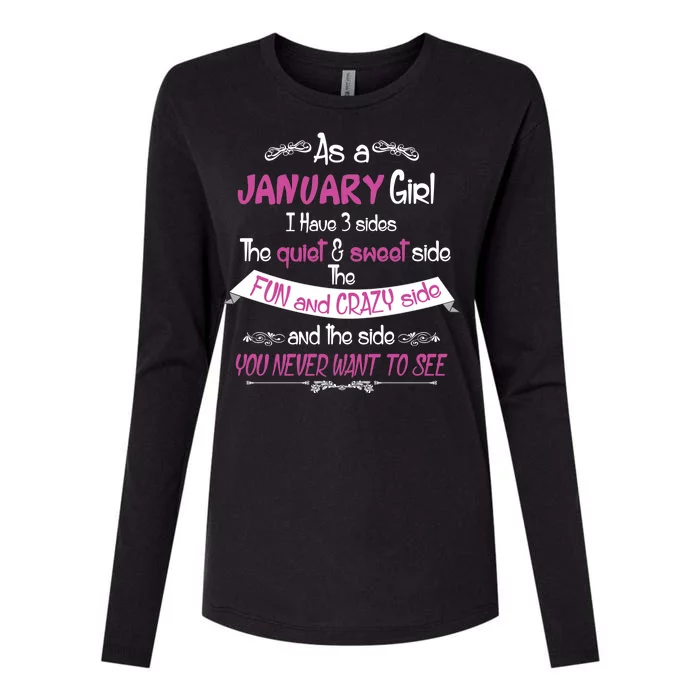 January Girl Sweet But Crazy Funny Birthday Womens Cotton Relaxed Long Sleeve T-Shirt