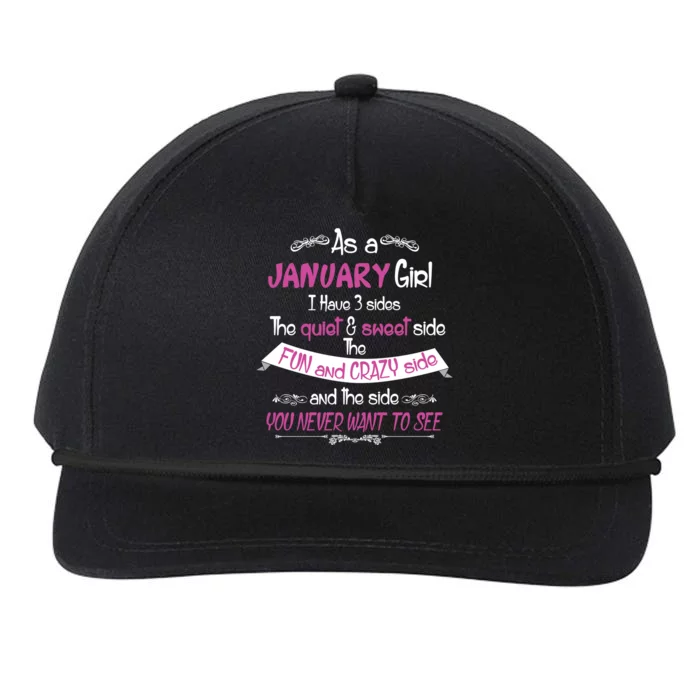 January Girl Sweet But Crazy Funny Birthday Snapback Five-Panel Rope Hat