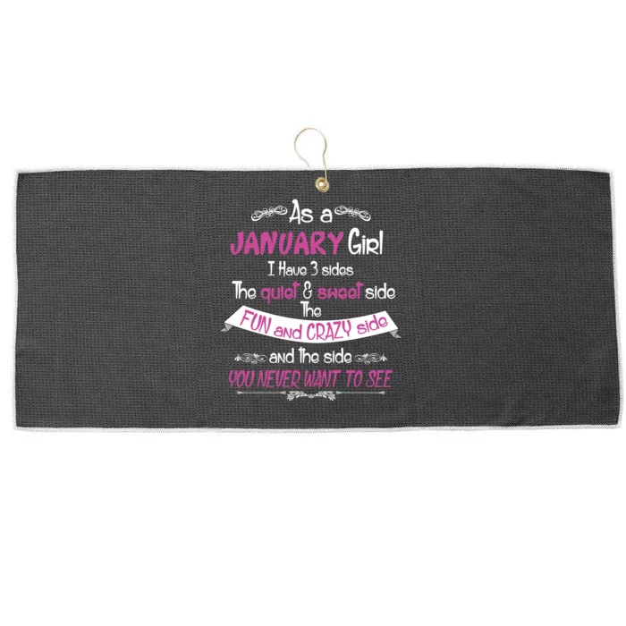 January Girl Sweet But Crazy Funny Birthday Large Microfiber Waffle Golf Towel