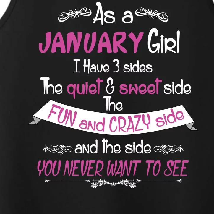 January Girl Sweet But Crazy Funny Birthday Performance Tank