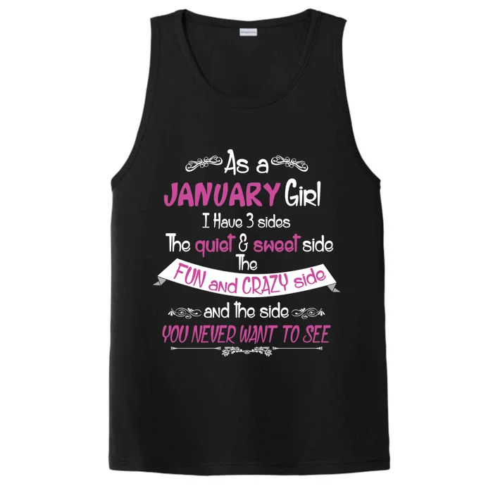 January Girl Sweet But Crazy Funny Birthday Performance Tank