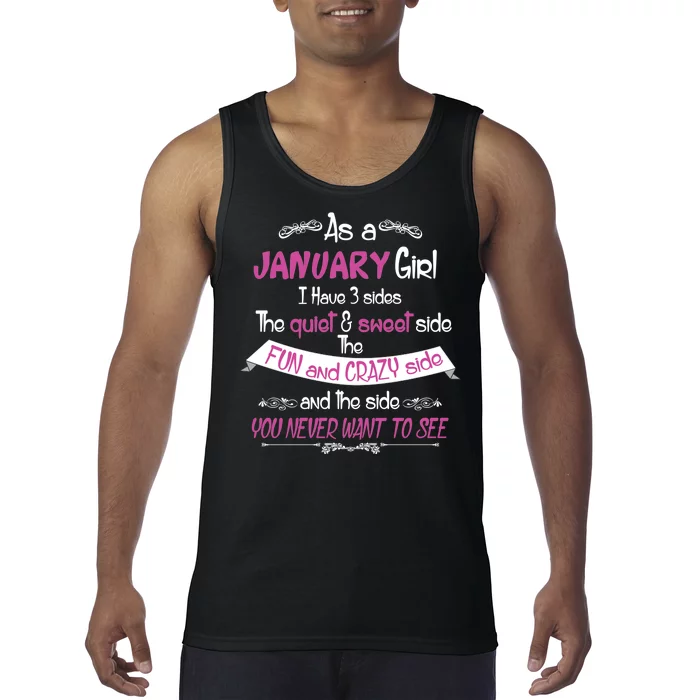 January Girl Sweet But Crazy Funny Birthday Tank Top