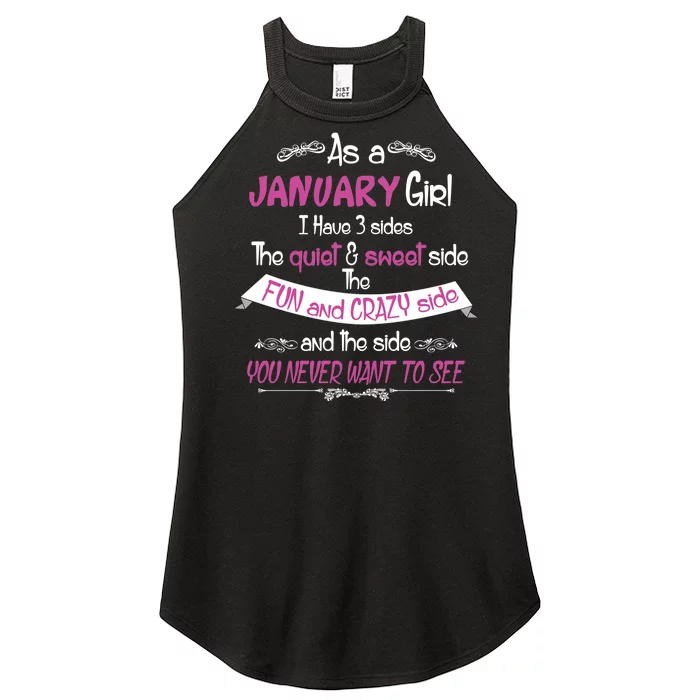 January Girl Sweet But Crazy Funny Birthday Women’s Perfect Tri Rocker Tank