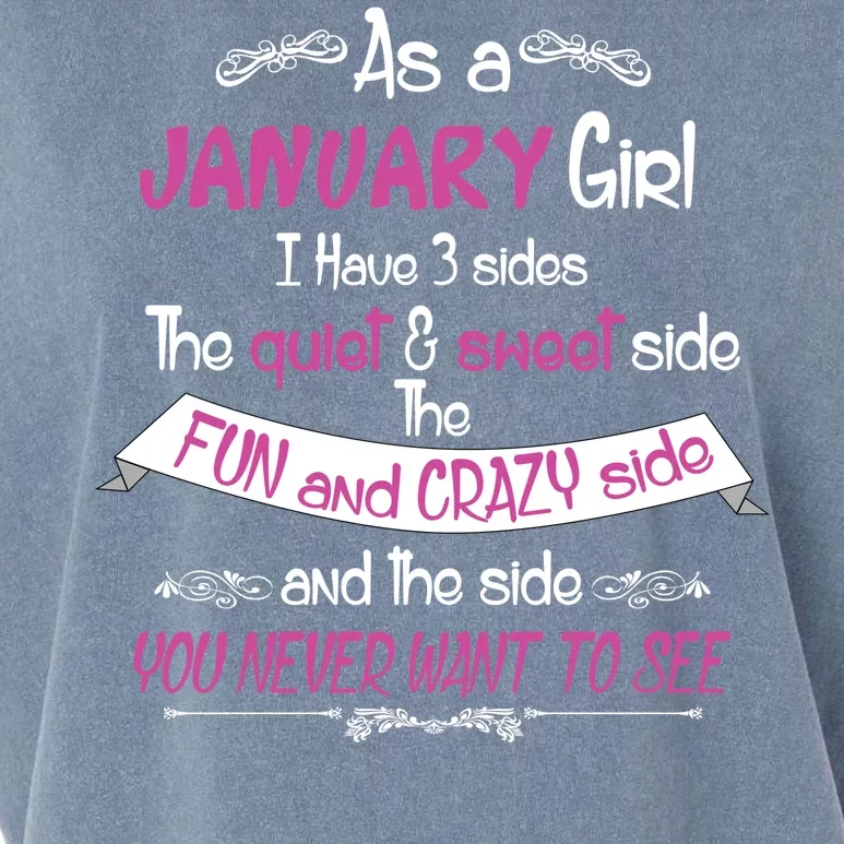 January Girl Sweet But Crazy Funny Birthday Garment-Dyed Women's Muscle Tee