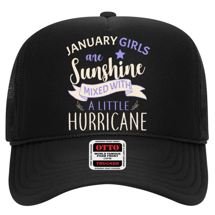 January Girls Are Sunshine Mixed With Hurricane High Crown Mesh Trucker Hat