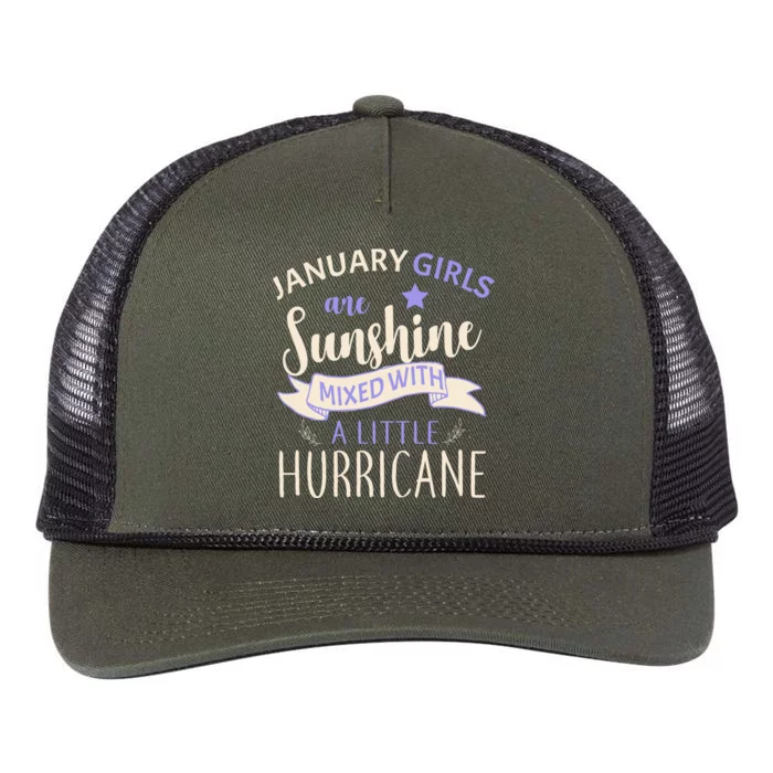 January Girls Are Sunshine Mixed With Hurricane Retro Rope Trucker Hat Cap