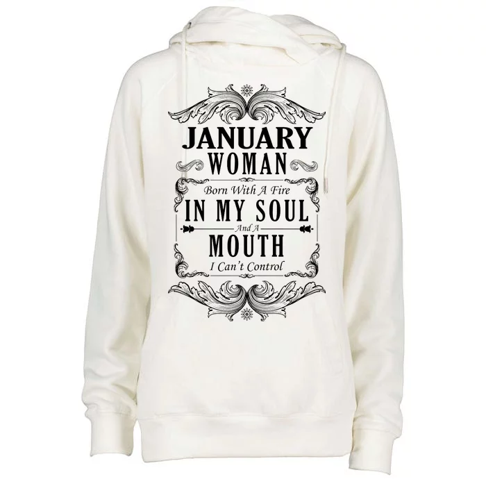 January Woman Funny Birthday Womens Funnel Neck Pullover Hood