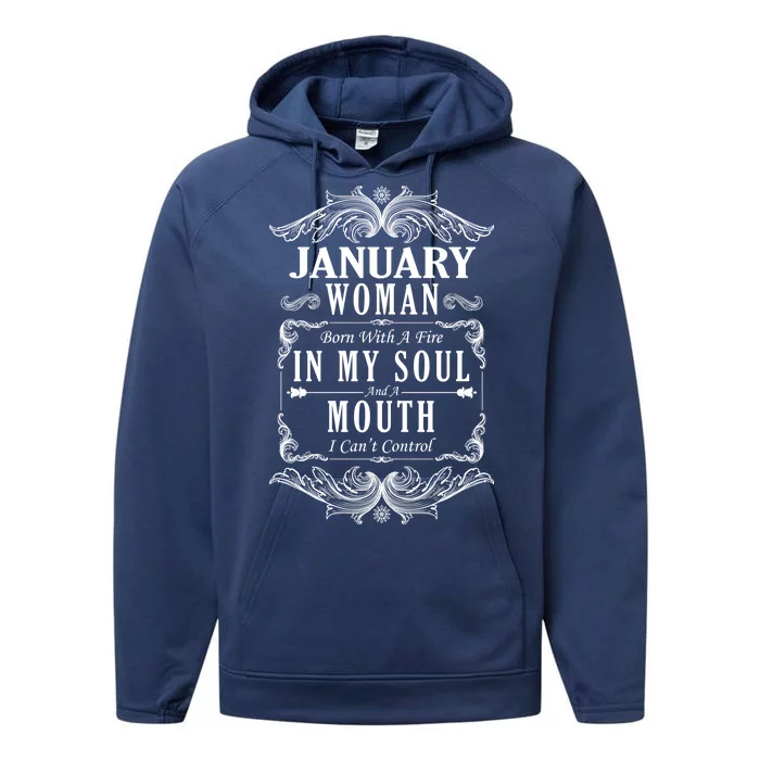 January Woman Funny Birthday Performance Fleece Hoodie