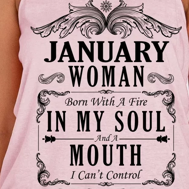 January Woman Funny Birthday Women's Knotted Racerback Tank