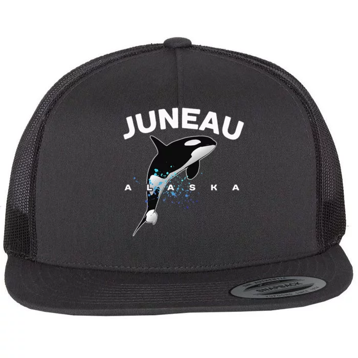 JUNEAU ALASKA Orca Killer Whale Watching Camping Vacation Flat Bill Trucker Hat