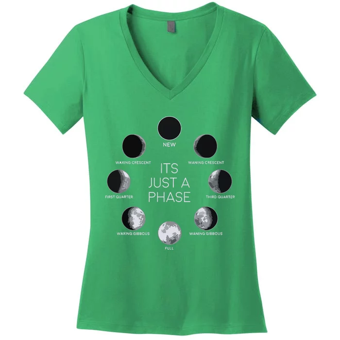 Just A Phase Moon Lunar Space Gift Women's V-Neck T-Shirt