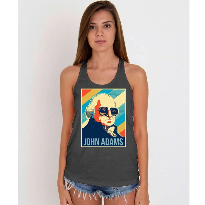 John Adams President Retro Patriotic Women's Knotted Racerback Tank