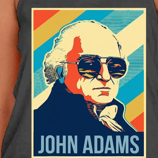 John Adams President Retro Patriotic Women's Knotted Racerback Tank