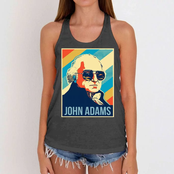 John Adams President Retro Patriotic Women's Knotted Racerback Tank