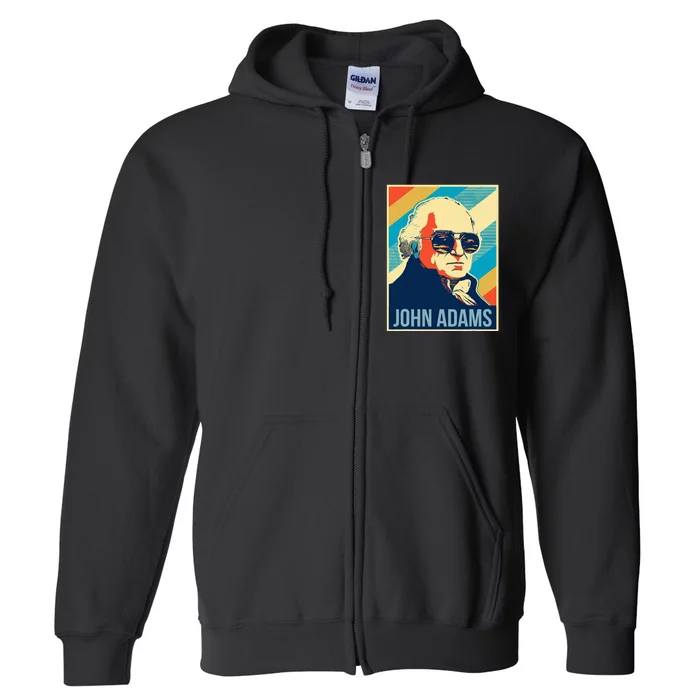 John Adams President Retro Patriotic Full Zip Hoodie