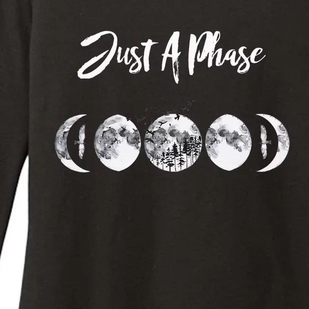 Just A Phase Moon Cycle Phases Of The Moon Astronomy Design Womens CVC Long Sleeve Shirt