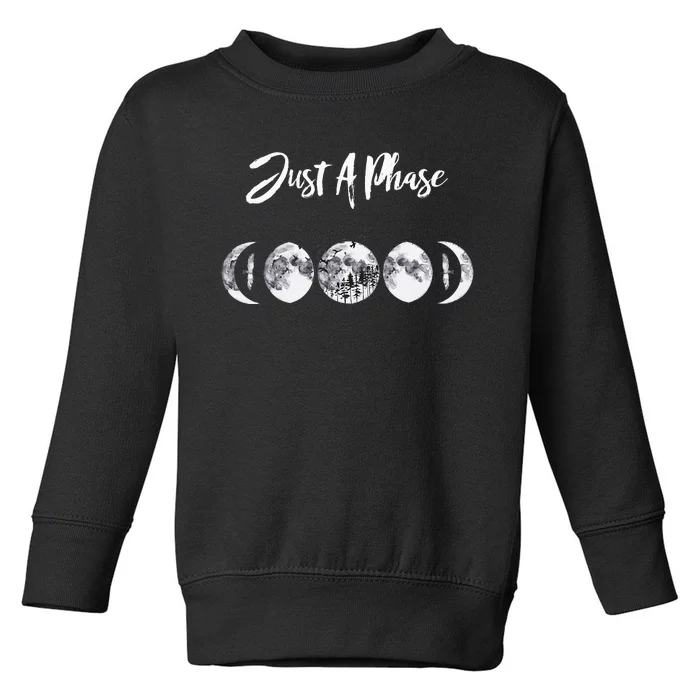 Just A Phase Moon Cycle Phases Of The Moon Astronomy Design Toddler Sweatshirt