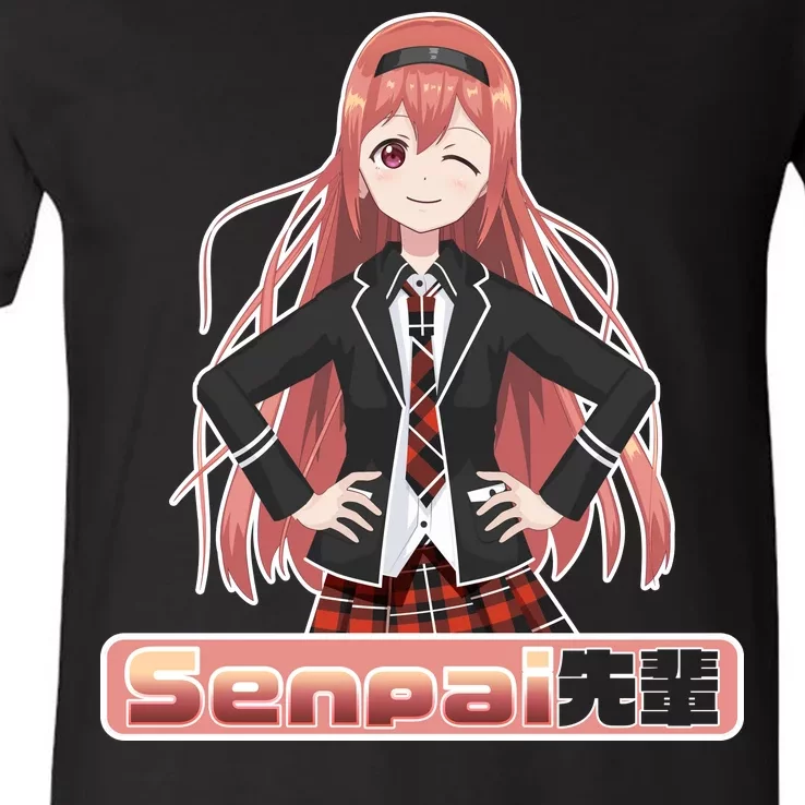 Japanese Animie Girl Senpai V-Neck T-Shirt