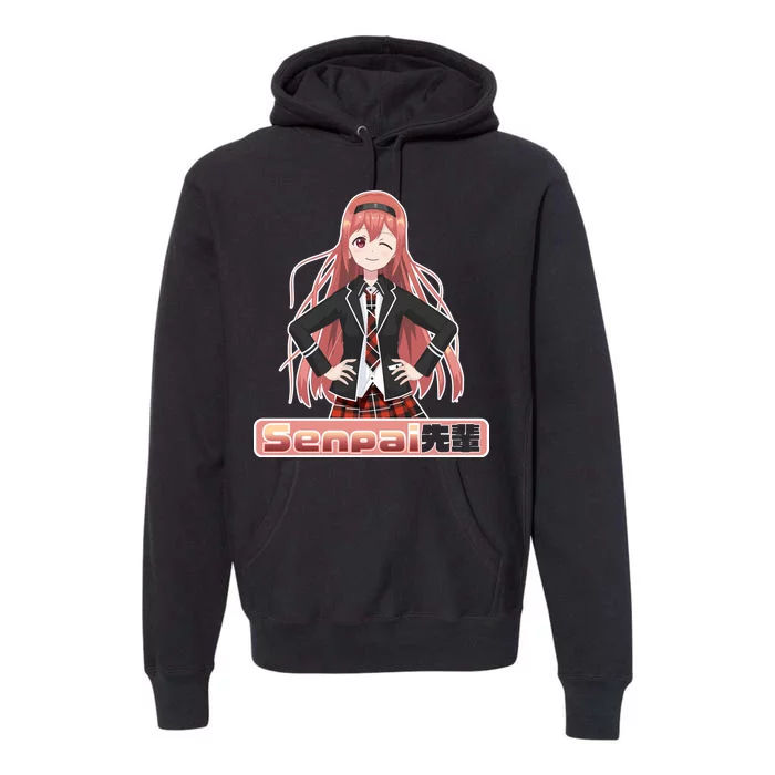 Japanese Animie Girl Senpai Premium Hoodie