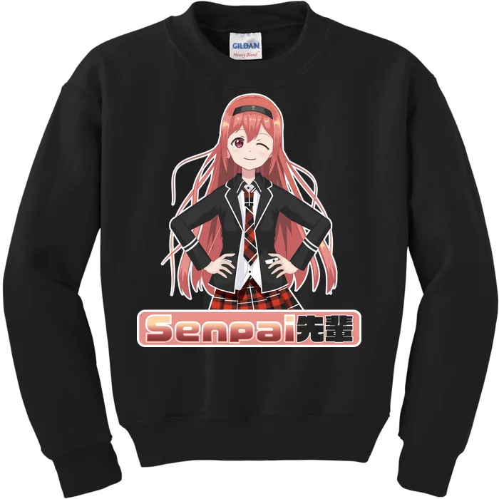 Japanese Animie Girl Senpai Kids Sweatshirt