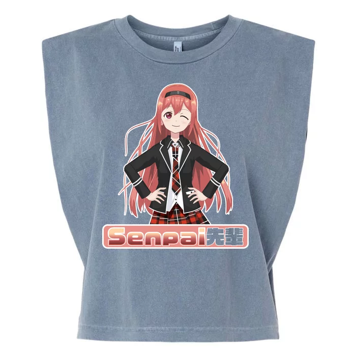 Japanese Animie Girl Senpai Garment-Dyed Women's Muscle Tee