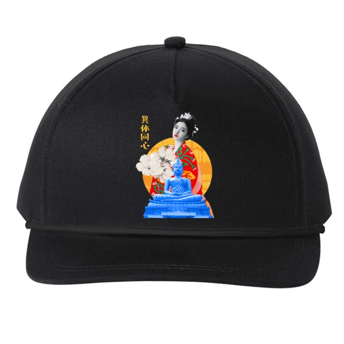 Japanese Buddha Female Snapback Five-Panel Rope Hat