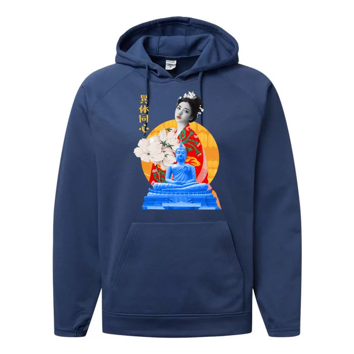 Japanese Buddha Female Performance Fleece Hoodie