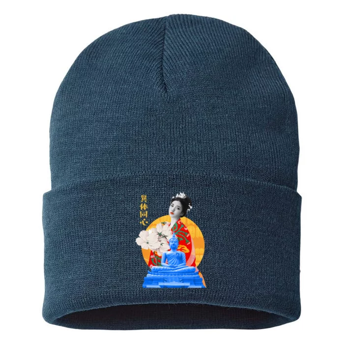 Japanese Buddha Female Sustainable Knit Beanie