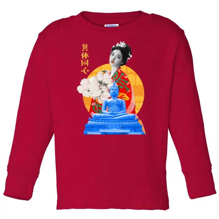 Japanese Buddha Female Toddler Long Sleeve Shirt