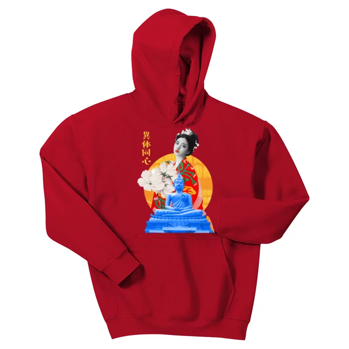 Japanese Buddha Female Kids Hoodie