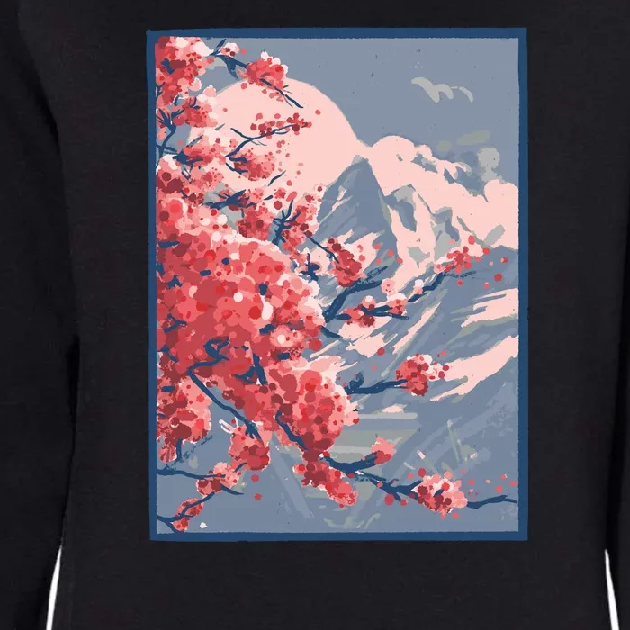 Japanese Cherry Blossom Mountain Womens California Wash Sweatshirt