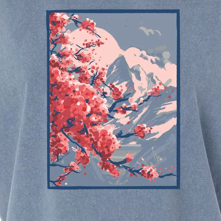 Japanese Cherry Blossom Mountain Garment-Dyed Women's Muscle Tee