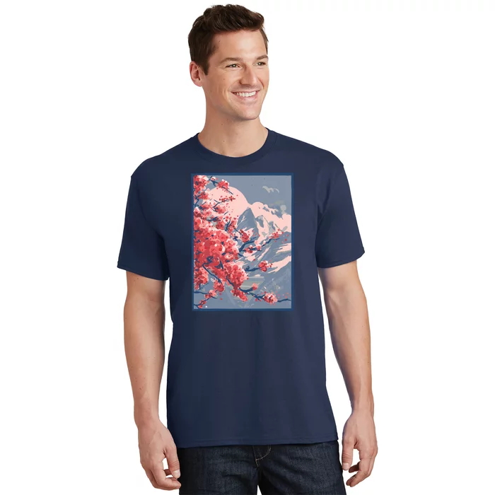 Japanese Cherry Blossom Mountain T-Shirt