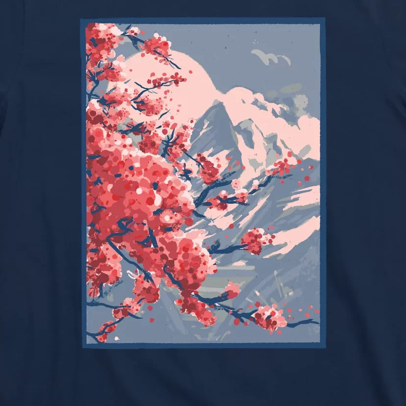 Japanese Cherry Blossom Mountain T-Shirt