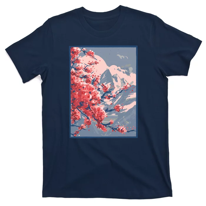 Japanese Cherry Blossom Mountain T-Shirt