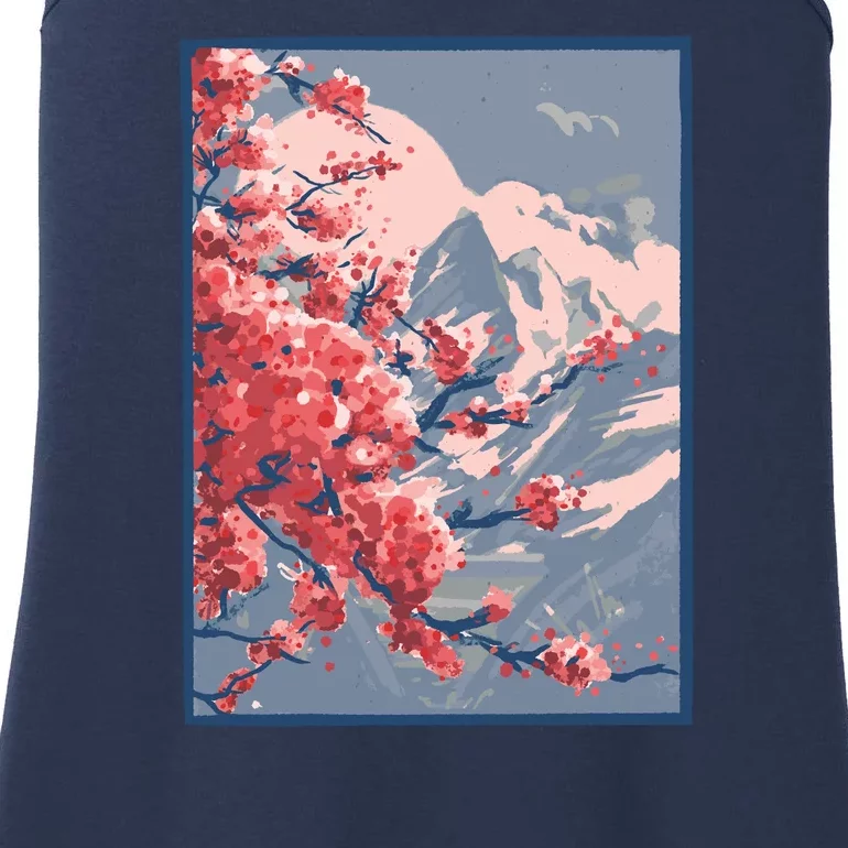 Japanese Cherry Blossom Mountain Ladies Essential Tank