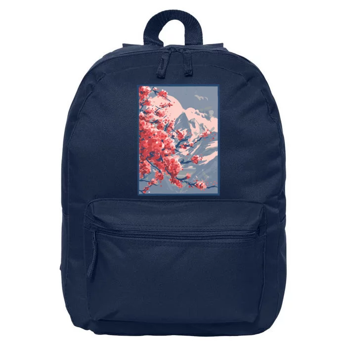 Japanese Cherry Blossom Mountain 16 in Basic Backpack