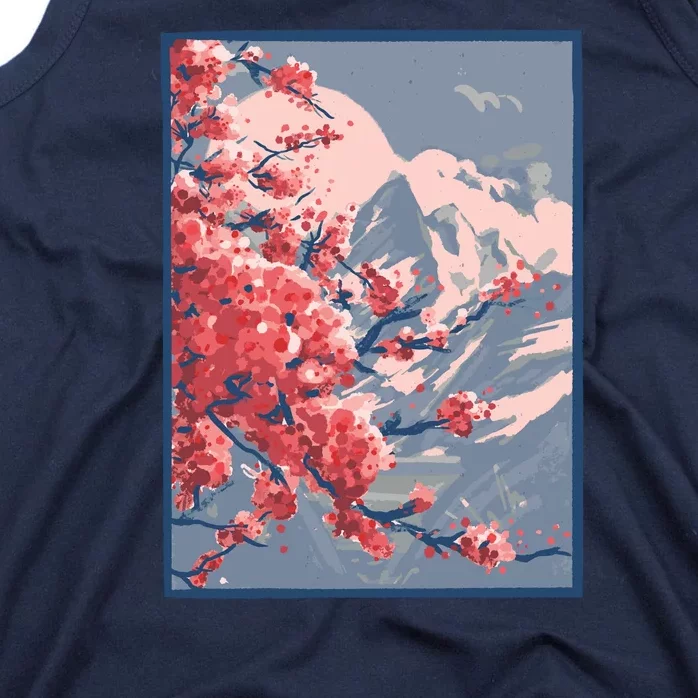 Japanese Cherry Blossom Mountain Tank Top