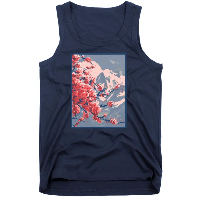 Japanese Cherry Blossom Mountain Tank Top