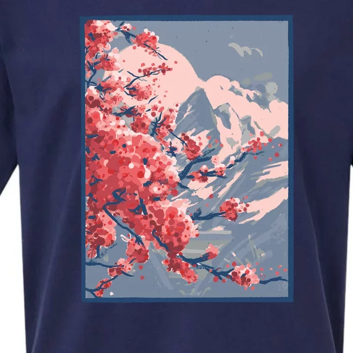 Japanese Cherry Blossom Mountain Sueded Cloud Jersey T-Shirt