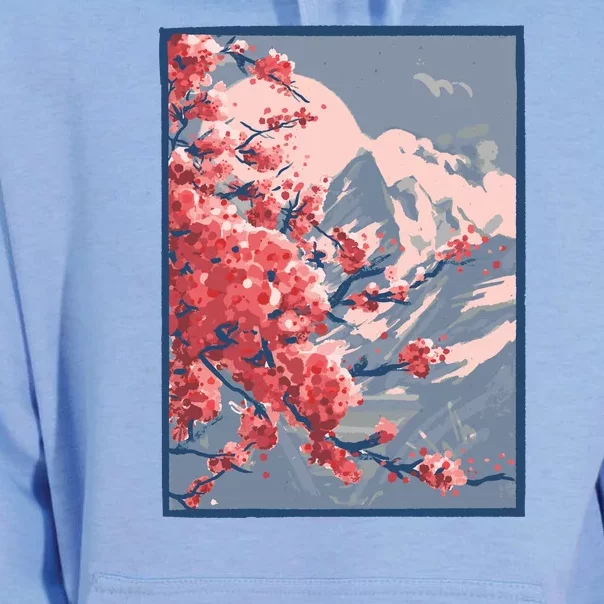 Japanese Cherry Blossom Mountain Unisex Surf Hoodie