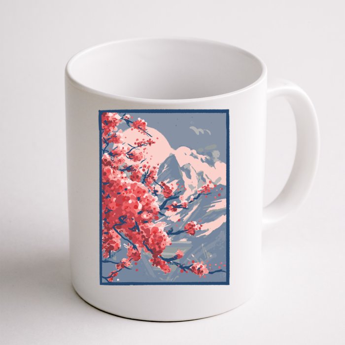 Japanese Cherry Blossom Mountain Front & Back Coffee Mug