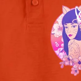 Japanese Cherry Blossoms Kitsune Fox Girl Dry Zone Grid Performance Polo