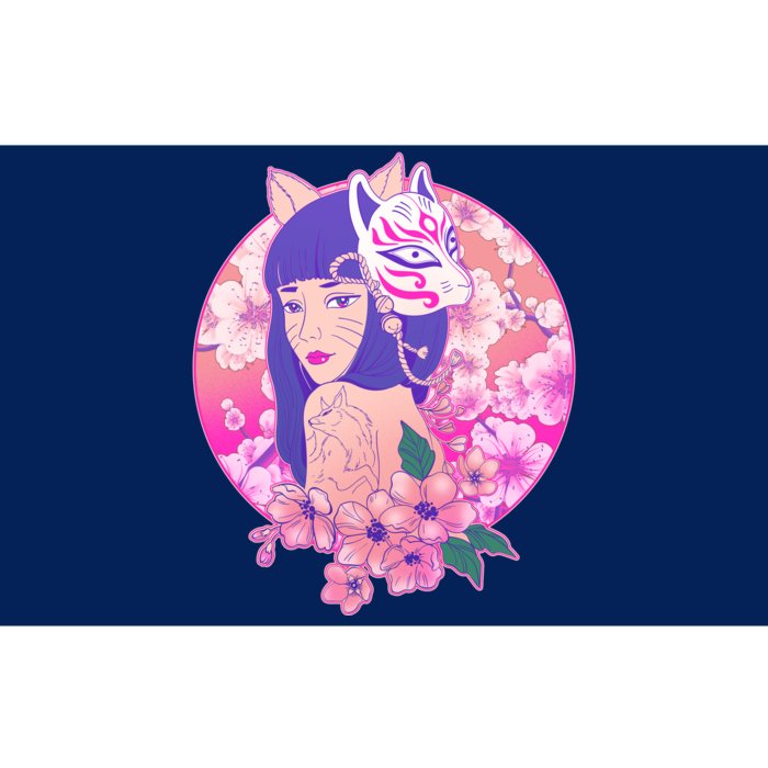 Japanese Cherry Blossoms Kitsune Fox Girl Bumper Sticker