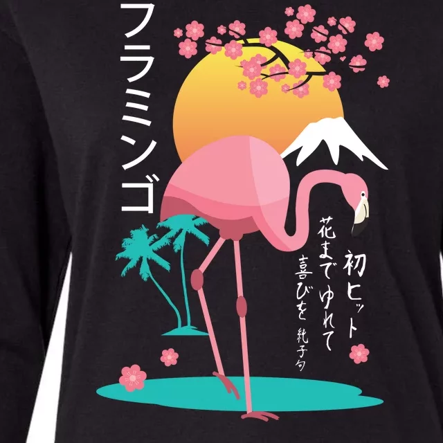 Japanese Flamingo Womens Cotton Relaxed Long Sleeve T-Shirt