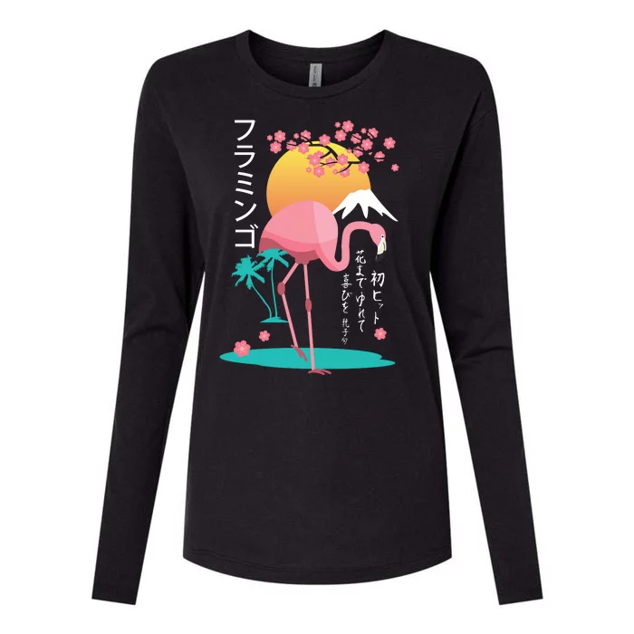 Japanese Flamingo Womens Cotton Relaxed Long Sleeve T-Shirt